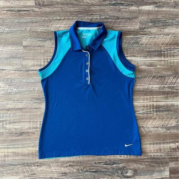 Nike Dri-Fit Blue Golf Tour Performance Button Down Polo Tank-sz M - Picture 2 of 7